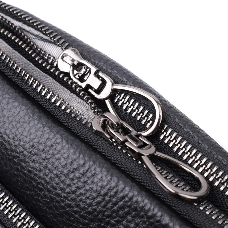 Прямоугольная женская сумка с карманами из натуральной кожи Vintage Черная