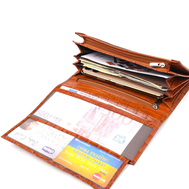 Жіночий шкіряний гаманець для карток купюр та монет CANPELLINI Рудий