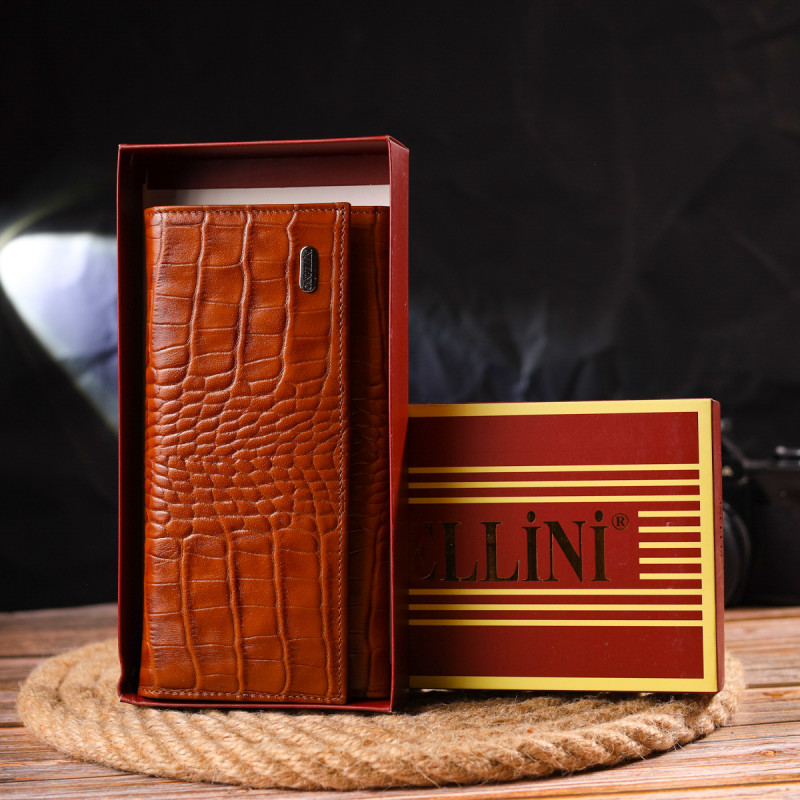 Жіночий шкіряний гаманець для карток купюр та монет CANPELLINI Рудий