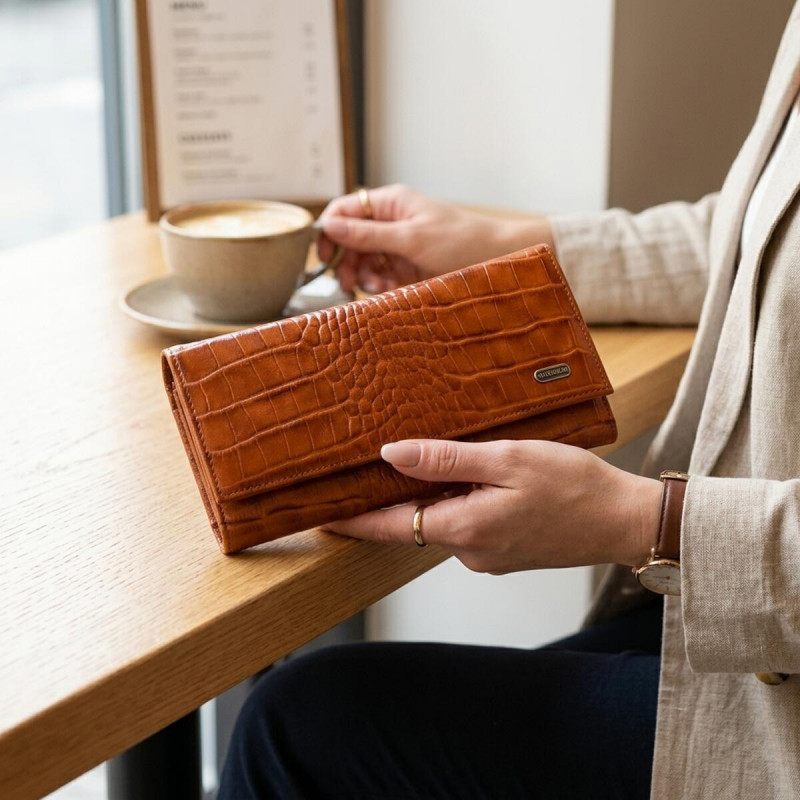 Жіночий шкіряний гаманець для карток купюр та монет CANPELLINI Рудий