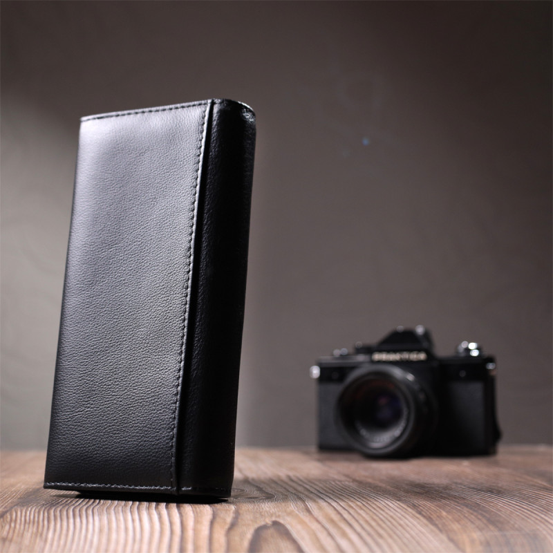 Женский классический кошелек из натуральной кожи ST Leather Черный