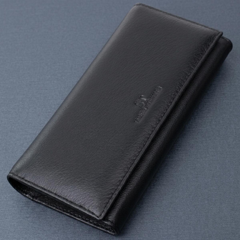 Женский классический кошелек из натуральной кожи ST Leather Черный