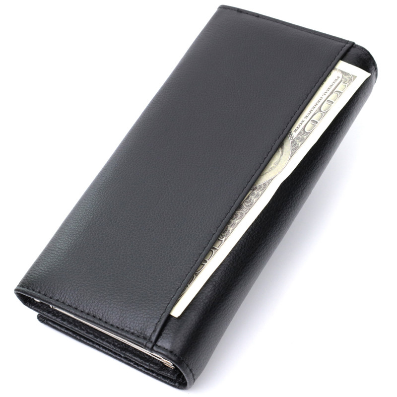 Женский классический кошелек из натуральной кожи ST Leather Черный