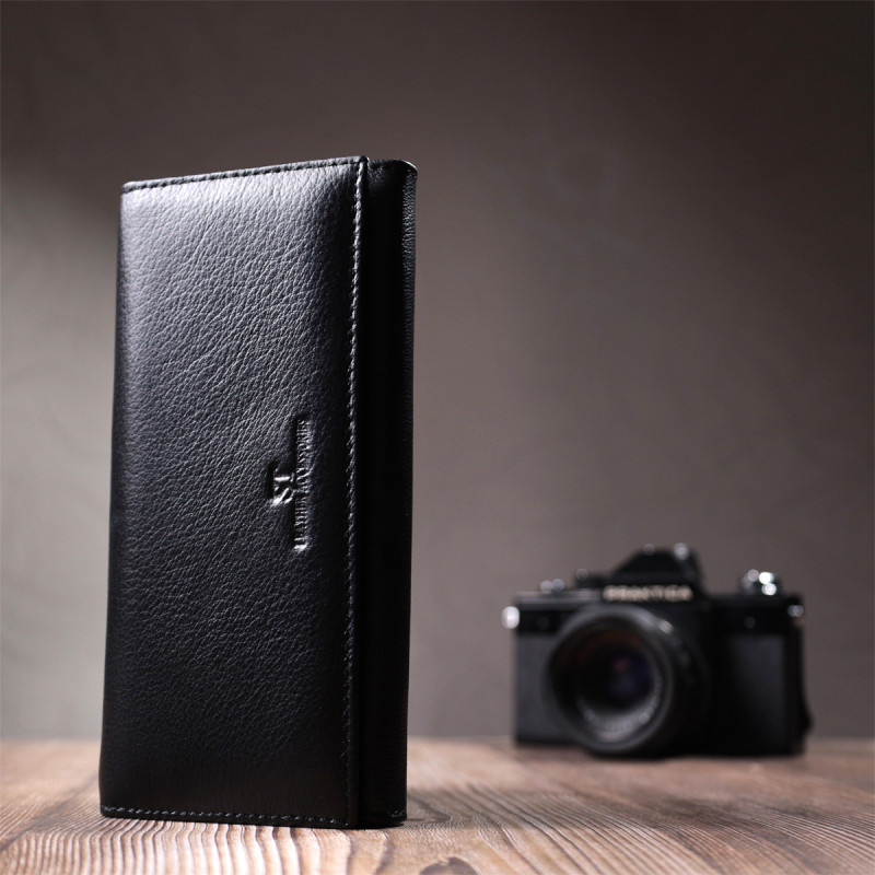 Женский классический кошелек из натуральной кожи ST Leather Черный