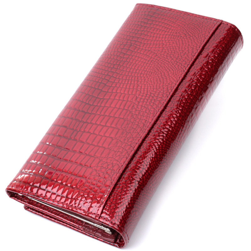 Гаманець для жінок із натуральної лакованої шкіри ST Leather Червоний