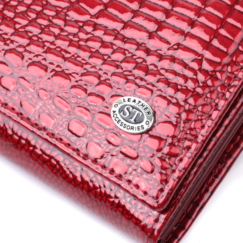 Гаманець для жінок із натуральної лакованої шкіри ST Leather Червоний