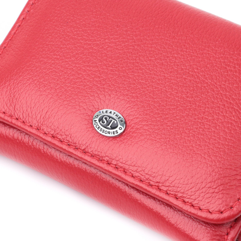 Женский кошелек горизонтального формату из натуральной кожи ST Leather Красный