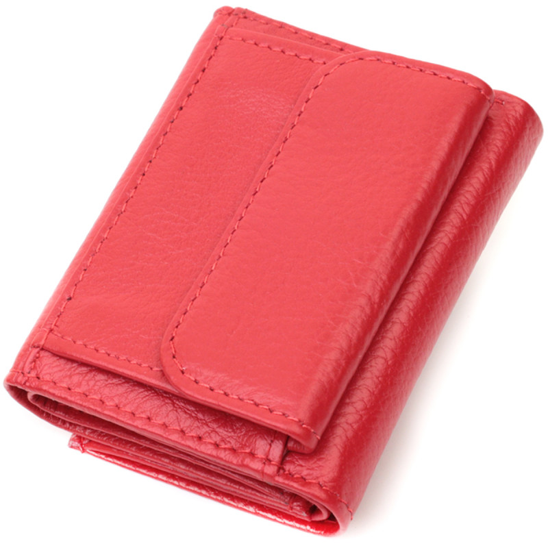 Компактное женское портмоне с монетницей из натуральной кожи ST Leather Красный