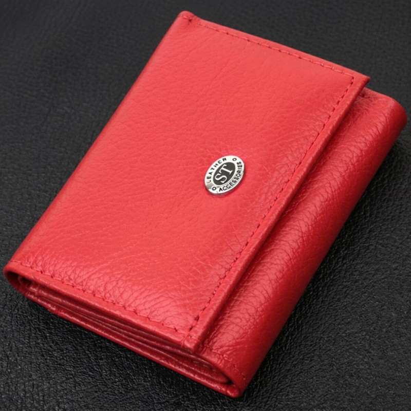 Компактное женское портмоне с монетницей из натуральной кожи ST Leather Красный