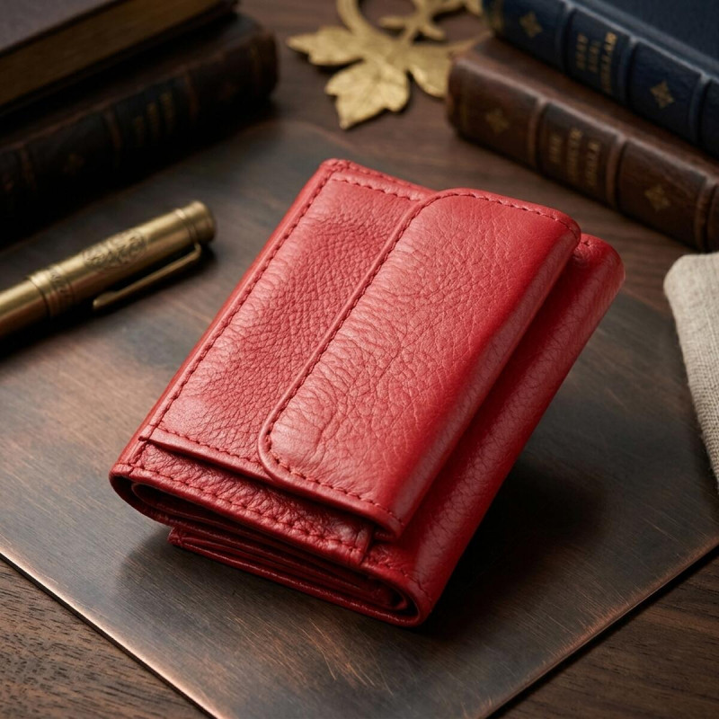 Компактное женское портмоне с монетницей из натуральной кожи ST Leather Красный