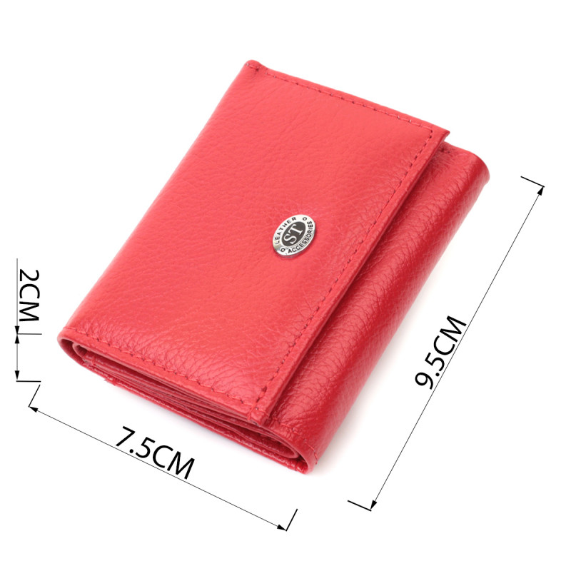 Компактное женское портмоне с монетницей из натуральной кожи ST Leather Красный