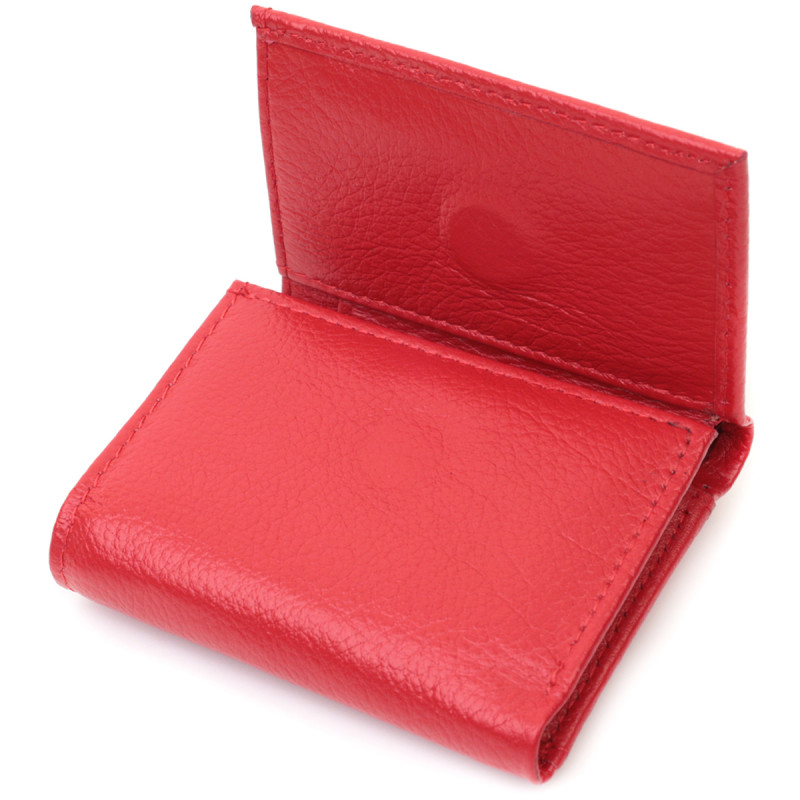 Компактное женское портмоне с монетницей из натуральной кожи ST Leather Красный