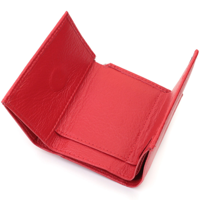 Компактное женское портмоне с монетницей из натуральной кожи ST Leather Красный