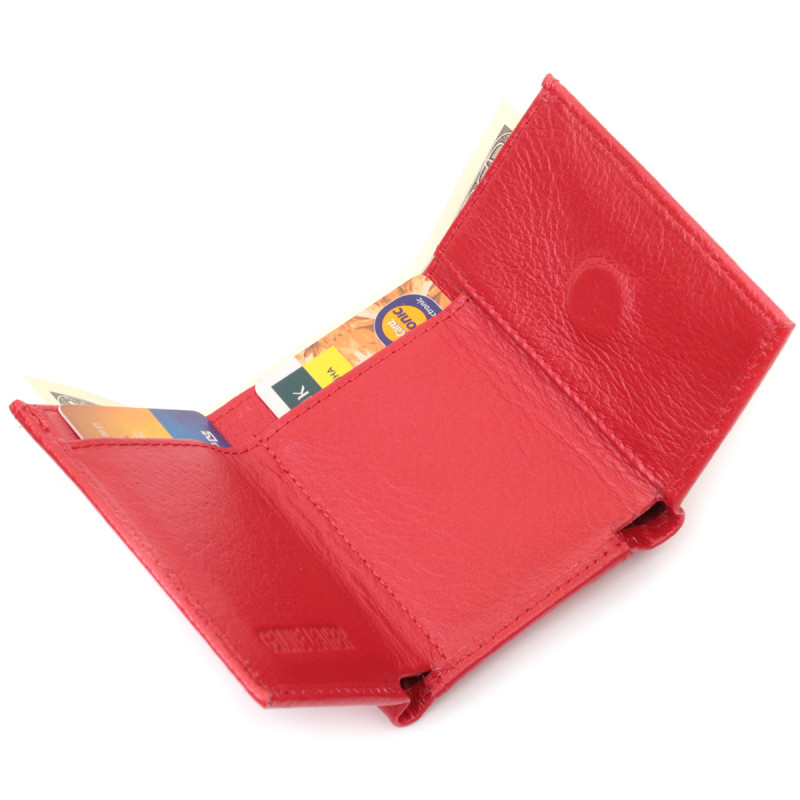 Компактное женское портмоне с монетницей из натуральной кожи ST Leather Красный