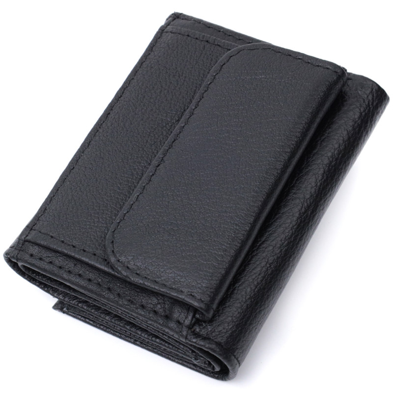 Небольшое женское портмоне с монетницей из натуральной кожи ST Leather Черный