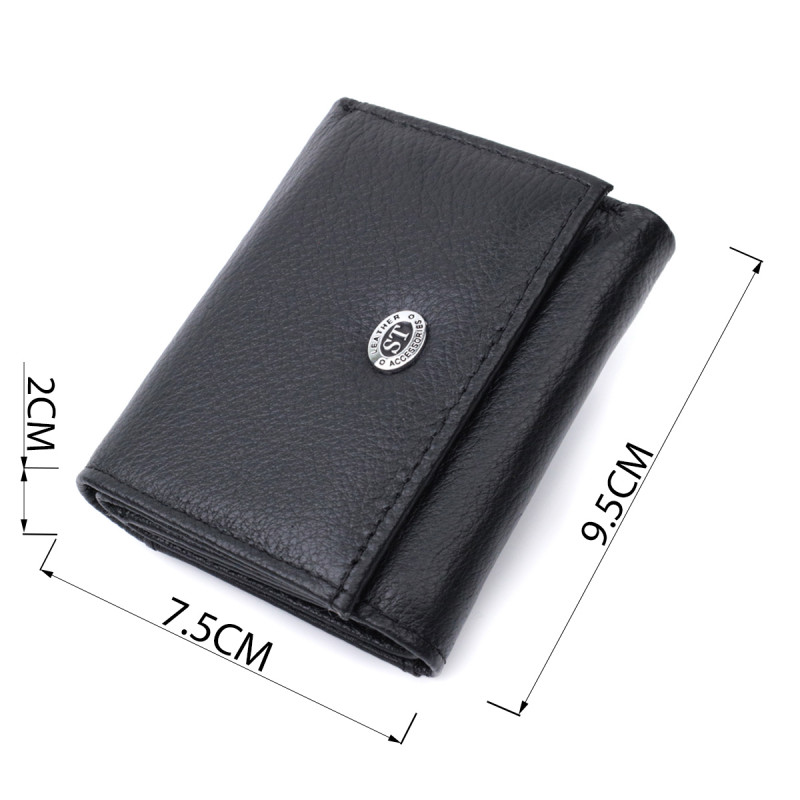 Небольшое женское портмоне с монетницей из натуральной кожи ST Leather Черный