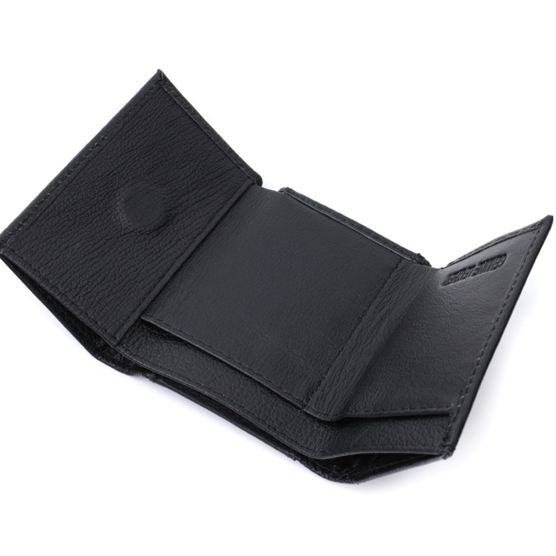 Небольшое женское портмоне с монетницей из натуральной кожи ST Leather Черный