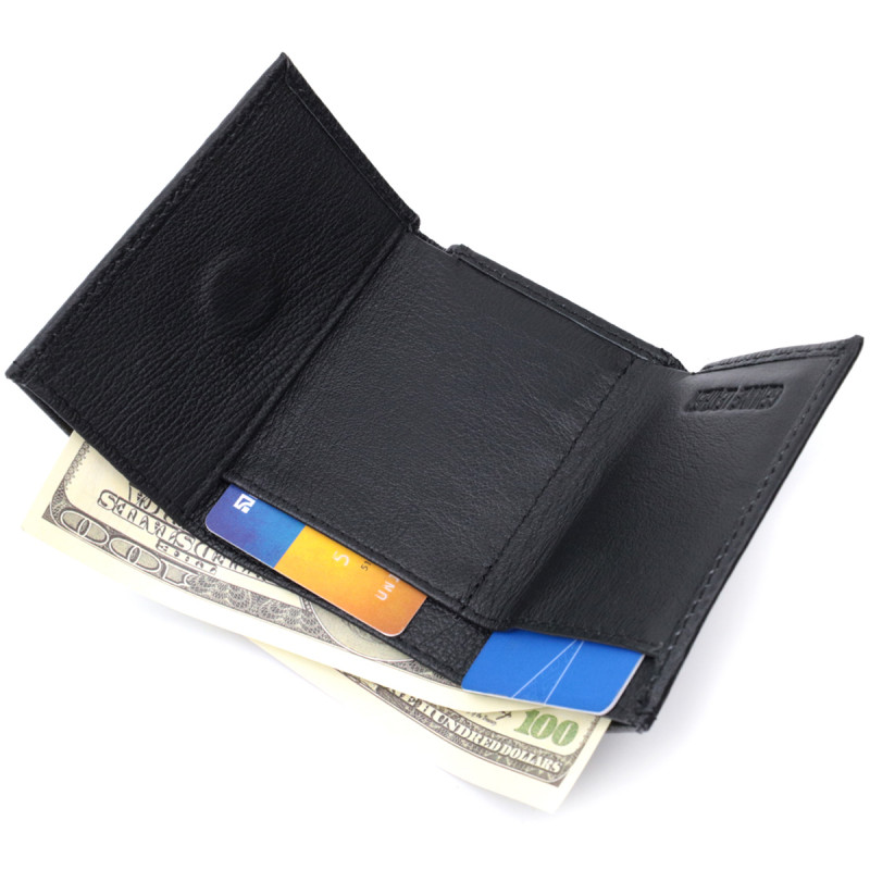 Небольшое женское портмоне с монетницей из натуральной кожи ST Leather Черный