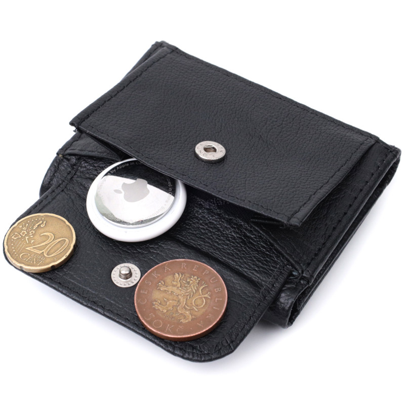 Небольшое женское портмоне с монетницей из натуральной кожи ST Leather Черный