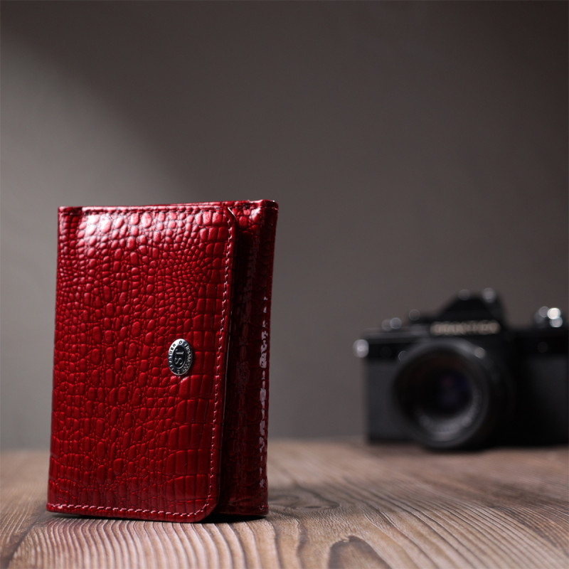 Стильный женский фактурный кошелек из натуральной кожи ST Leather Красный