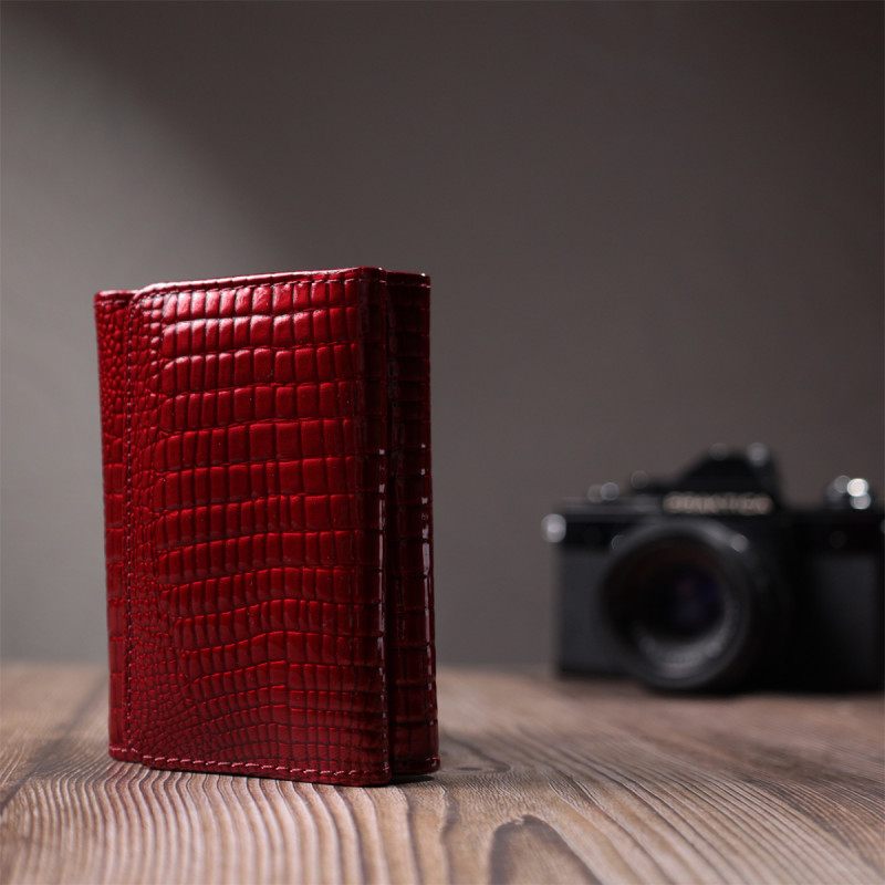 Стильный женский фактурный кошелек из натуральной кожи ST Leather Красный