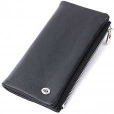 Вертикальный бумажник унисекс из мягкой натуральной кожи ST Leather Черный