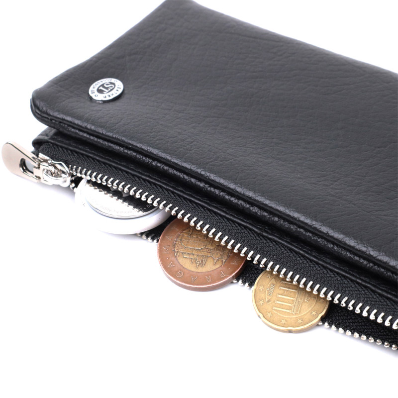 Вертикальный бумажник унисекс из мягкой натуральной кожи ST Leather Черный