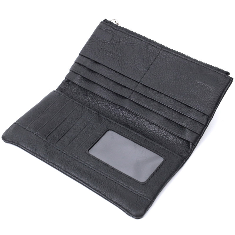 Вертикальный бумажник унисекс из мягкой натуральной кожи ST Leather Черный