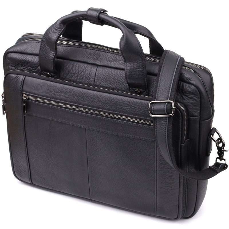 Портфель для мужчин из натуральной кожи Vintage Черный