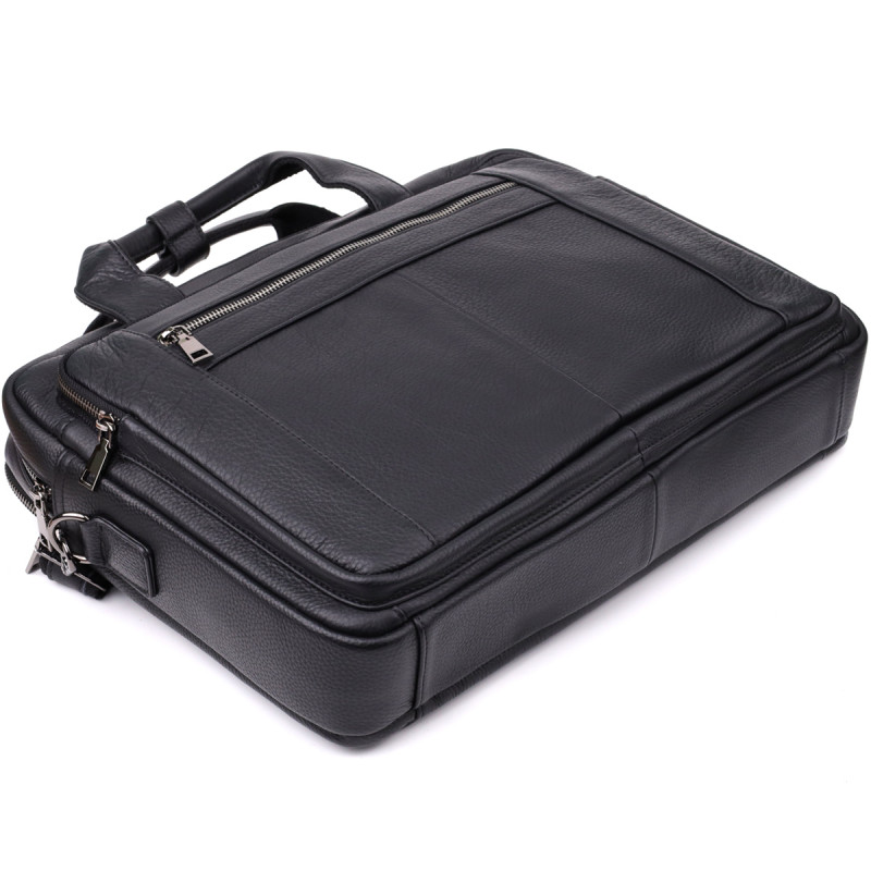 Портфель для мужчин из натуральной кожи Vintage Черный