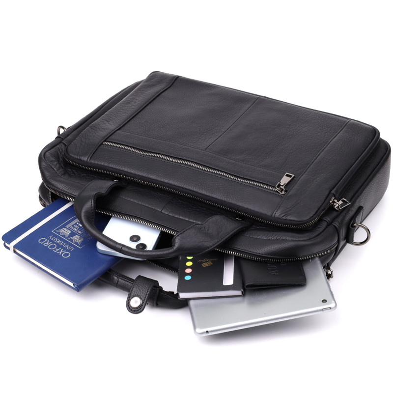 Портфель для мужчин из натуральной кожи Vintage Черный