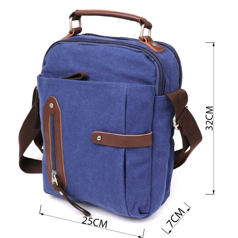 Сумка вертикальна текстильна Vintage Синя