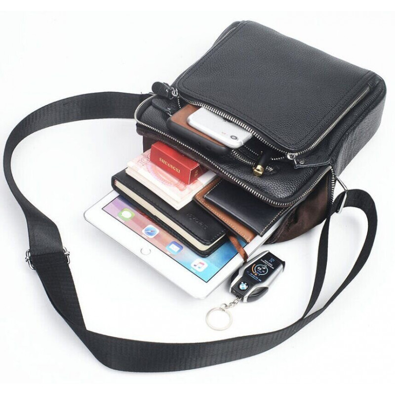 Сумка мессенджер кожаная Vintage Черная