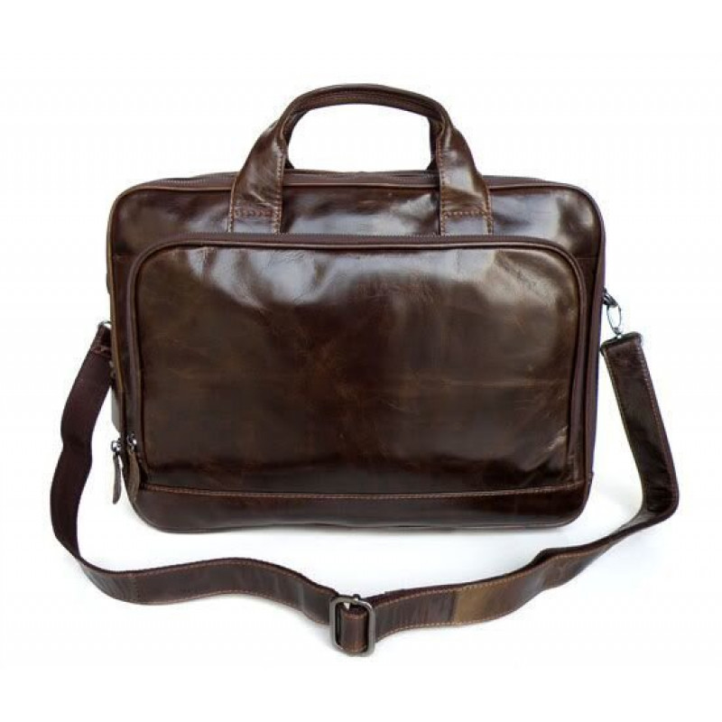 Шкіряна сумка для ноутбука роботи поїздок та документів Vintage Коричнева