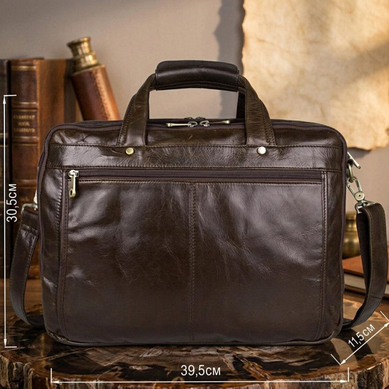 Шкіряна сумка для ноутбука роботи та документів Vintage Коричнева