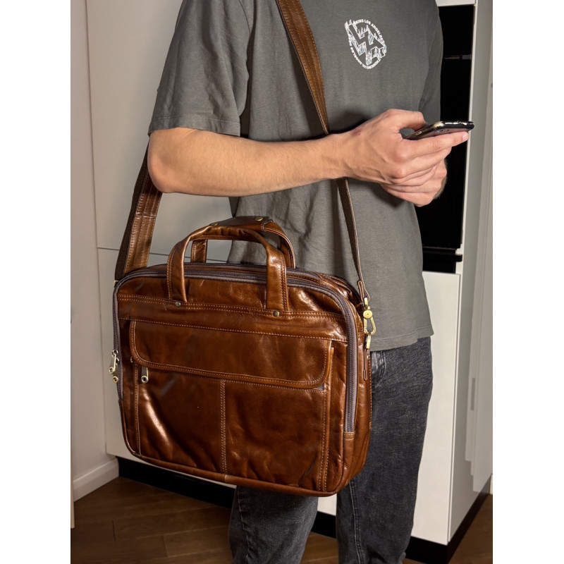 Сумка чоловіча Vintage для ноутбука з діагоналлю . дюйма Коричнева