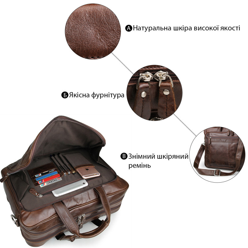 Сумка чоловіча Vintage для ноутбука дюймів Коричнева