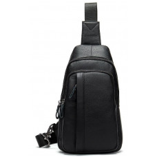 Сумка мужская из кожи через плечо Vintage Черная