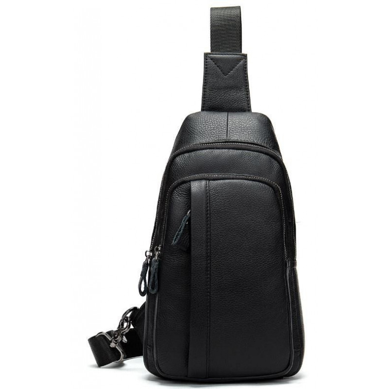 Сумка мужская из кожи через плечо Vintage Черная
