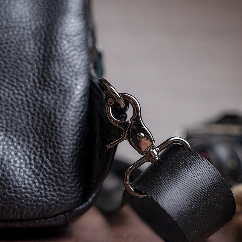 Сумка мужская из кожи через плечо Vintage Черная