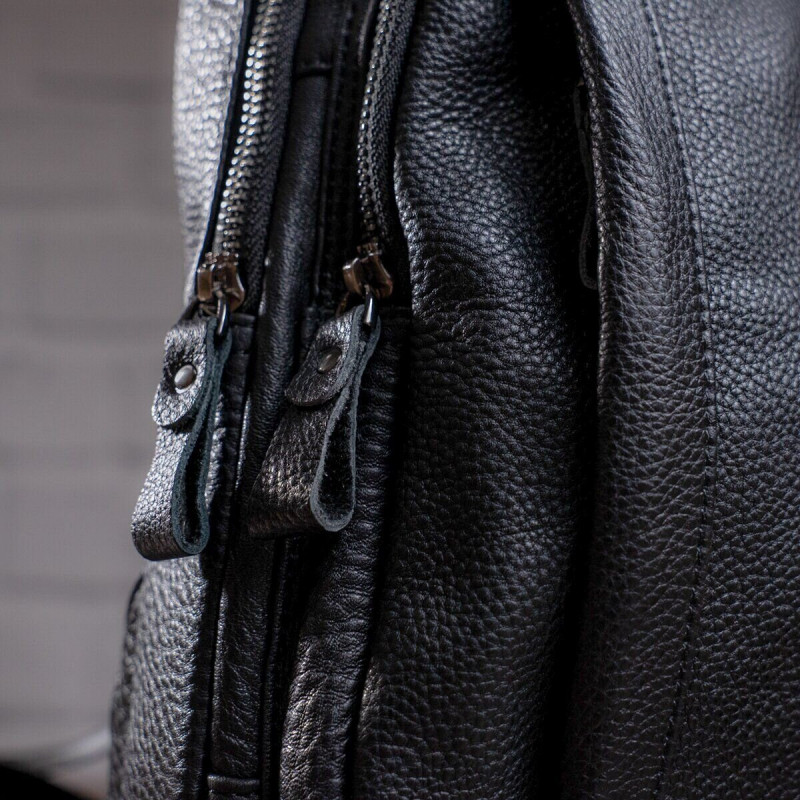 Сумка мужская из кожи через плечо Vintage Черная