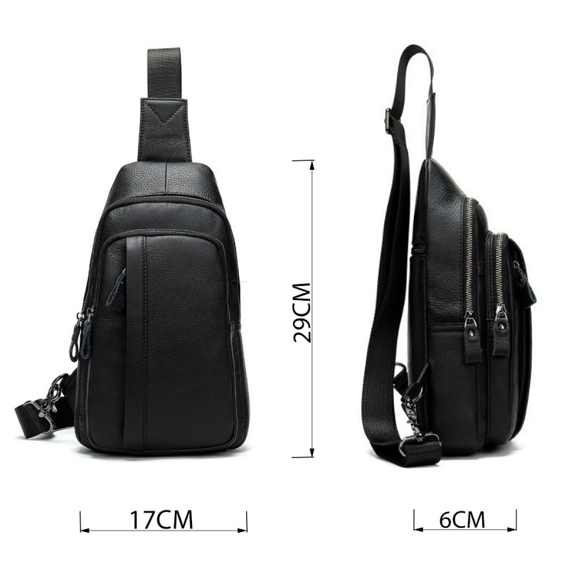 Сумка мужская из кожи через плечо Vintage Черная