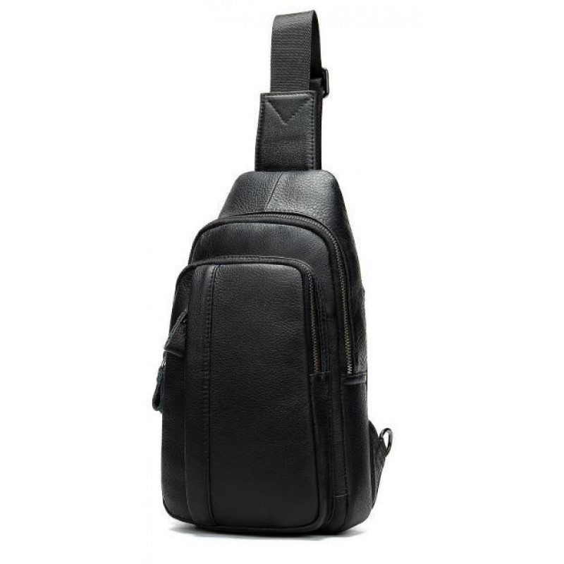 Сумка мужская из кожи через плечо Vintage Черная