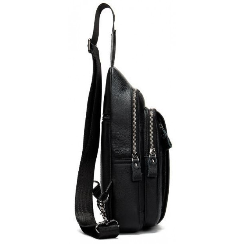 Сумка мужская из кожи через плечо Vintage Черная