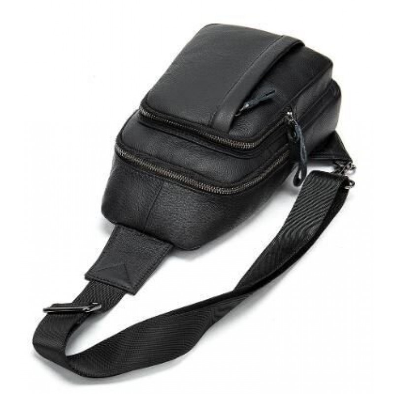 Сумка мужская из кожи через плечо Vintage Черная