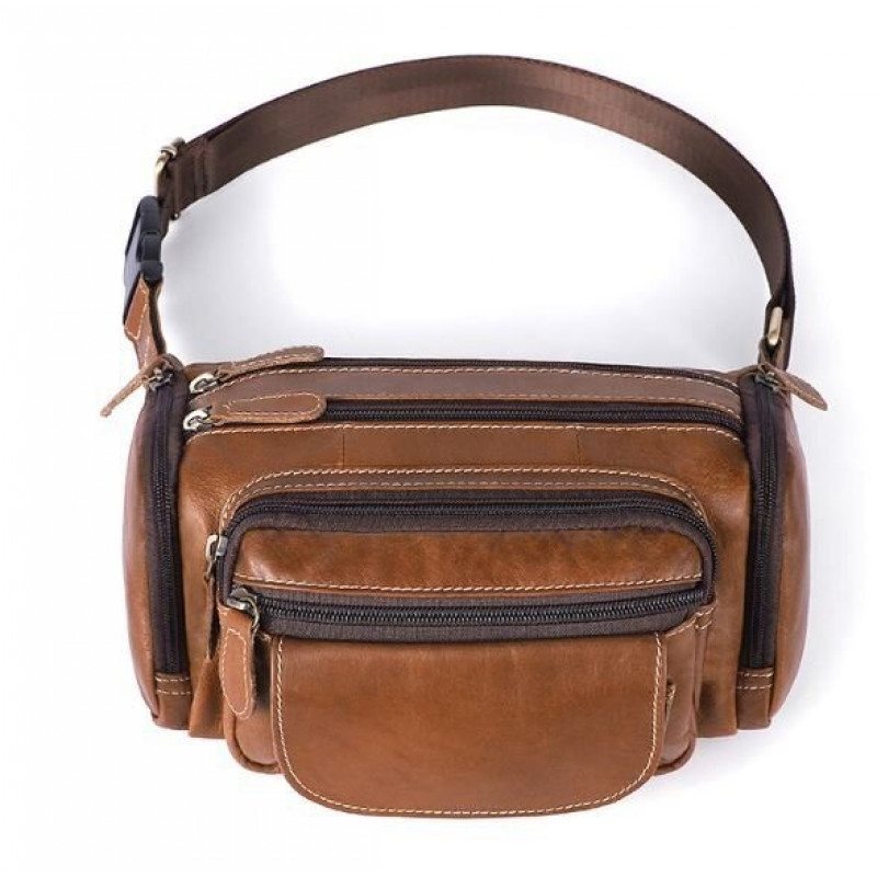 Сумка на пояс об'ємна Vintage Коричнева