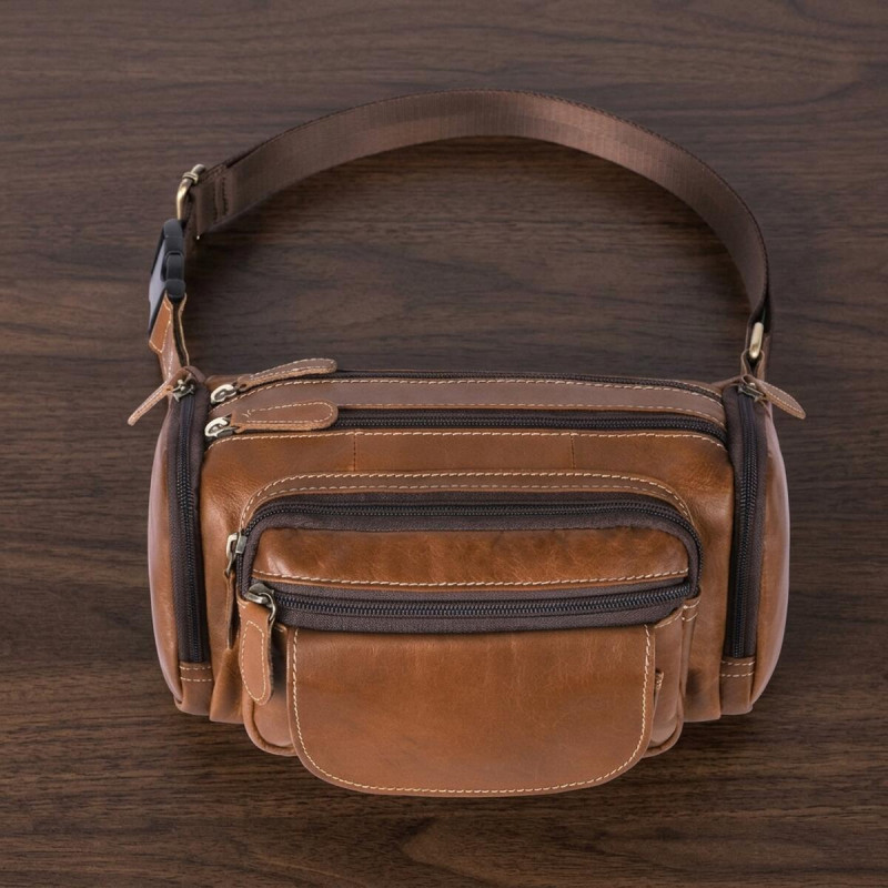 Сумка на пояс об'ємна Vintage Коричнева