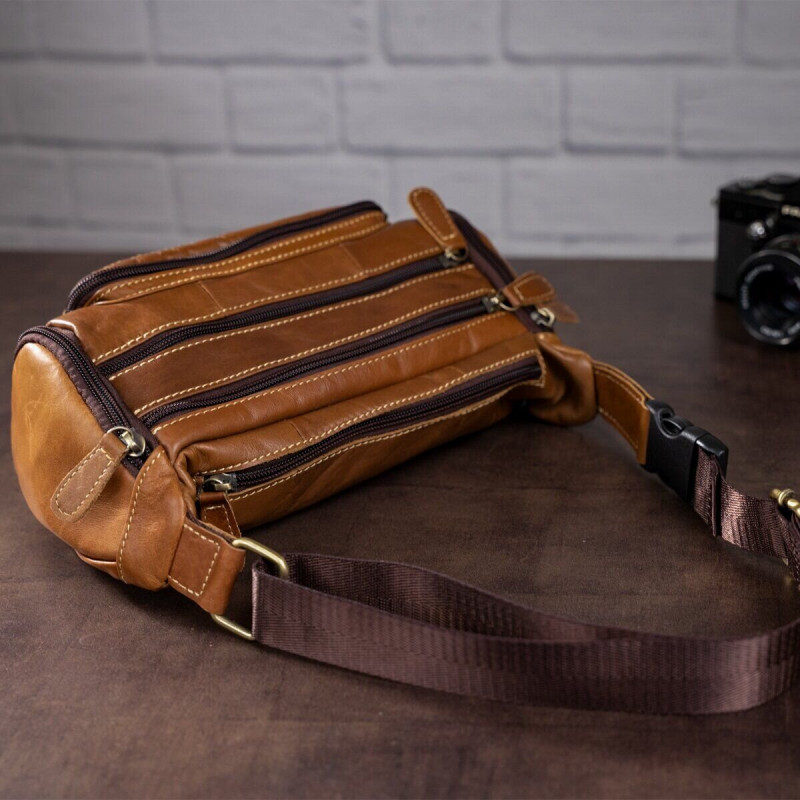 Сумка на пояс об'ємна Vintage Коричнева