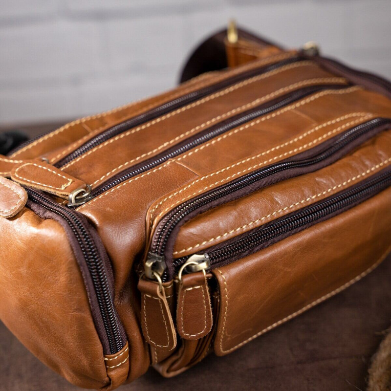 Сумка на пояс об'ємна Vintage Коричнева