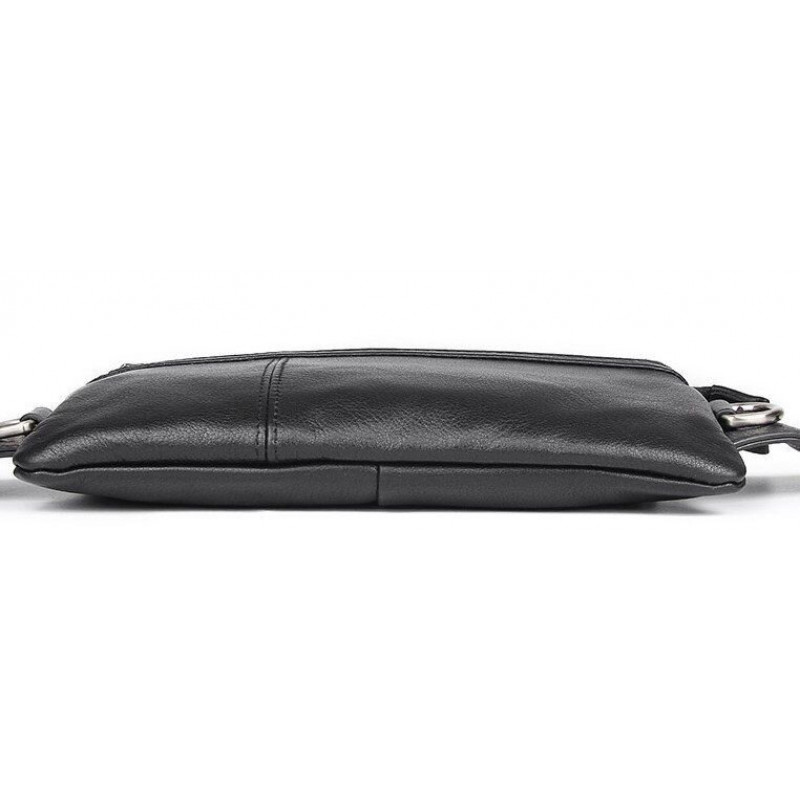 Сумка поясная зернистая кожаная Vintage Черная